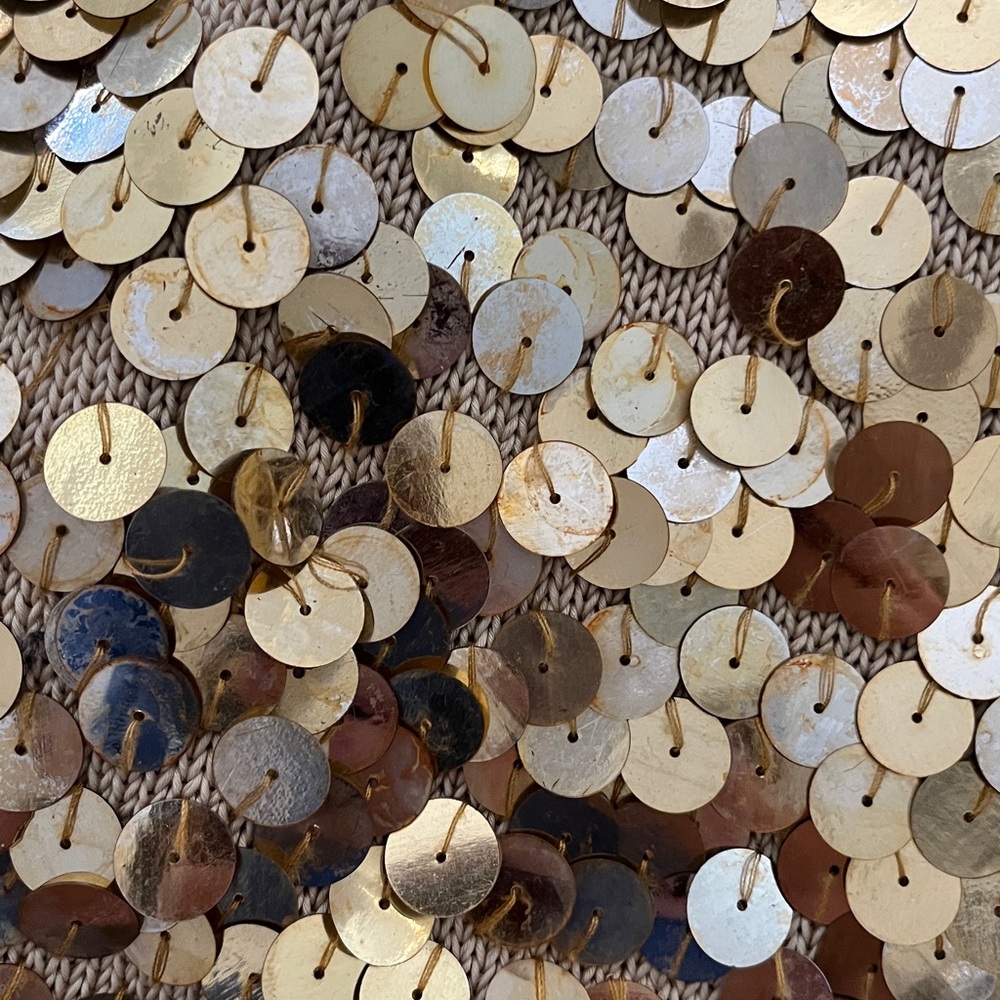 Dries Van Noten cotton short sleeve sweater with front gold payette sequins - Picture 4 of 11